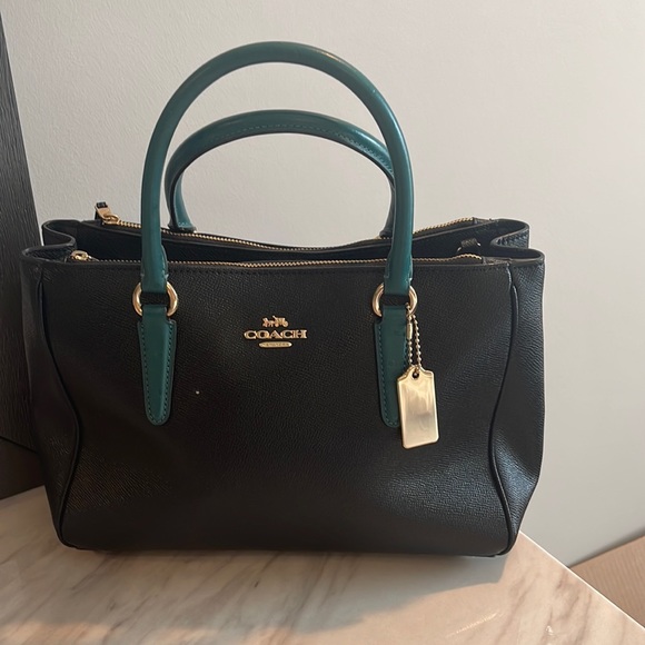 Coach Black and Teal Satchel - Picture 1 of 8